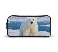 Arctic Polar Bear Pencil Case - Large Aesthetic Makeup Bag Multi-Purpose Pencil Pouch Cute Cosmetic Bag with Zipper Closure for Office, Home, Study & Travel