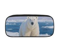 Arctic Polar Bear Pencil Case Waterproof Leather Pencil Pouch Multi-purpose Aesthetic Makeup Bag Cute Pen Bag Large Cosmetic Bag for Office Stationery, Travel