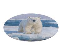 Arctic Polar Bear Round Area Rug Non Slip Backing Doormat Water Absorbent Plush Throw Low-Pile Non-Slip Floor Mat Carpet for Living Room Bedroom Entryway Nursery Room 90 * 90cm