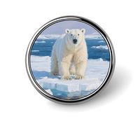 Arctic Polar Bear Round Lapel Pins Backpack Pin Cute Brooch Decoration Brooches for Women Men Fashion Button Badges for Hat Backpacks Purses Jackets Shirt Suit