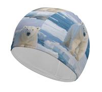 Arctic Polar Bear Swim Cap for Women Men Swimming Hat Bath Waterproof Pool Caps for Long Thick Curly Hair