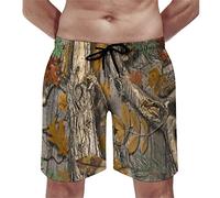 Arctic Residents Beach Shorts Pants for Men Real Tree Camouflage Hunting Quick Dry with Drawstring Mesh Lining and Pockets,2XL