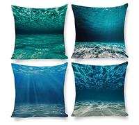 Arctic Residents Deep Sea Ocean-Scaled Underwater Ocean Floor Perspectives 4pcs Cushion Covers Decorative Square Throw Pillow Cover Sofa Car Pillowcase for Outdoor Home Bed Decor,Set of 4