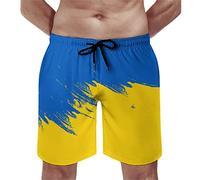 Arctic Residents Mens Summer Shorts Brush Ukraine Flag Quick Dry with Drawstring Mesh Lining and Pockets,L