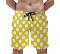 Arctic Residents Mens Summer Shorts Yellow Polka Dots Quick Dry with Drawstring Mesh Lining and Pockets,XL