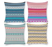Arctic Residents Navajo Aztec Geometric Indian Pattern 4pcs Cushion Covers Decorative Square Throw Pillow Cover Sofa Car Pillowcase for Outdoor Home Bed Decor,Set of 4