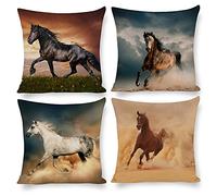 Arctic Residents Running Horses Desert 4pcs Cushion Covers Decorative Square Throw Pillow Cover Sofa Car Pillowcase for Outdoor Home Bed Decor,Set of 4