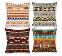 Arctic Residents Southwest Indian Style Aztec Mayan Tribal Navajo Geometric 4pcs Cushion Covers Decorative Square Throw Pillow Cover Sofa Car Pillowcase for Outdoor Home Bed Decor,Set of 4