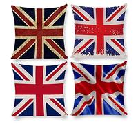 Arctic Residents Vintage British Flag Waving Flag of The UK 4pcs Cushion Covers Decorative Square Throw Pillow Cover Sofa Car Pillowcase for Outdoor Home Bed Decor,Set of 4