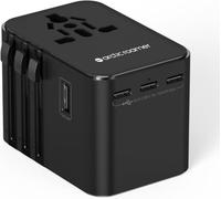 Arctic Roamer Universal Travel Adapter with 30W Fast Charger - 3 USB-C, 2 USB-A Covers UK US EU AU, Worldwide Power Adapter with Spare Fuse & Safety Shutters All in One Plug Adaptor
