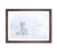 Arctic Snow Fox Vol.1 Painting Framed Print | A2 Walnut Framed Wall Art | Ready to Hang | Modern Animal Picture | Living Room Bedroom Lounge Office