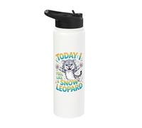 Arctic Snowy Bright Mountain Super Fantastic Snow Leopard Stainless Steel Insulated Water Bottle