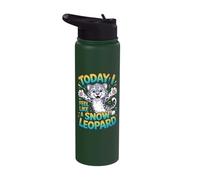 Arctic Snowy Bright Mountain Super Fantastic Snow Leopard Stainless Steel Insulated Water Bottle