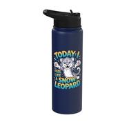 Arctic Snowy Bright Mountain Super Fantastic Snow Leopard Stainless Steel Insulated Water Bottle