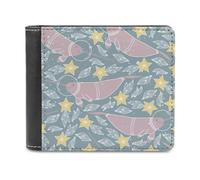 Arctic Space with Narwhal Men's Bifold Wallet Slim Cash Card Holder Leather Purse