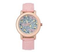 Arctic Space with Narwhal Womens Elegant Watch Analogue Quartz Watch Leather Band Wristwatch