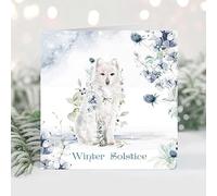 Arctic Watercolour Wicca, Pagan Christmas Yuletide, Winter Solstice cards, you choose! (5 x Wolf)