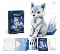 Arctic Winter Guardians DIY Patchwork Kit, Arctic Series Felt Sewing Kit, 3D Stuffed Animals Mythical Creature, Pre-Cut Handmade Craft Kit for Home Decor & Creative Gift (Snow Fox)