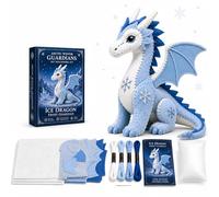 Arctic Winter Guardians DIY Patchwork Kit, Arctic Winter Series Felt Sewing Kit, 3D Stuffed Animals Mythical Creature, Pre-Cut Handmade Craft Kit for Home Decor & Creative Gift (CE Dragon)