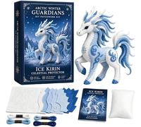Arctic Winter Guardians DIY Patchwork Kit, Felt Animal Sewing Kit for Beginners, 3D Stuffed Animals Mythical Creature, Pre-Cut Handmade Craft Kit for Home Decor & Creative Gift (G)