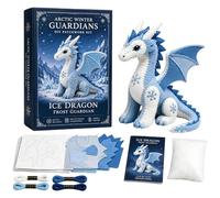 Arctic Winter Guardians DIY Patchwork Kit, Polar Mythical Creature Stitching Assembly Bundle, Pre-Cut Handmade Craft, Three Dimensional Stuffed Animals Holiday Home Decor Present (F)