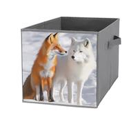 Arctic Wolf And Fox Foldable Open Storage Bins with Handles Cute Cube Organiser Box for Book Clothing