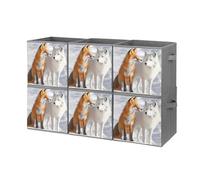 Arctic Wolf And Fox Foldable Open Storage Bins with Handles Cute Cube Organiser Box for Book Clothing