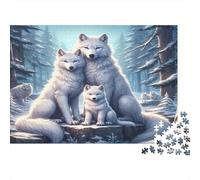 Arctic Wolf Family Colourful White Wolf Family 1000 Pieces Jigsaws Adults The Impossible Challenge Home Activity 38x26cm/1000pcs