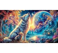 Arctic wolf family under aurora borealis 1000 Piece Puzzle for Adults - Fun and Challenging Family Game Great Gift Idea Home Activity 75x50/1000pcs