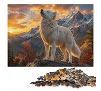 Arctic wolf in golden hour light Jigsaw Puzzle for Adults, 300 Pieces | Adult Jigsaw Puzzle - activity for family time during indoor leisure.