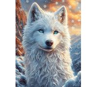 Arctic Wolf in The Snow 300 Pieces Set Classic Jigsaw Puzzle Wildlife Pet Couple Puzzle Partners Logic Skill Wall Decor Easter New Year Gift Eco-friendly Recycled Cardboard 300 PCS