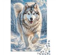 Arctic Wolf Running 1000 Piece Jigsaw Puzzle Set for Puzzle Collectors Thick Recycled Paper Home Decor Wall Art Gift for Couples Decorative Jigsaw Puzzle 38x26cm/1000pcs