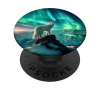 Arctic Wolf Shirt Aurora Borealis Northern Lights PopSockets Adhesive PopGrip
