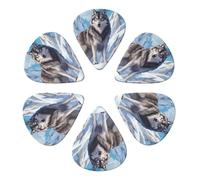 Arctic Wolf Snowy Peaks Artwork Guitar Picks 6 Pack Thin Medium Heavy Thickness Guitars Pick For Acoustic Electric Guitar Ukulele Bass 0.96mm