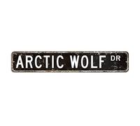 Arctic Wolf Street Sign Pet Paw Tin Sign 3x18in Custom Easy to Mount Aluminum Sign Country Iron Painting for Culb Bar Cafe Man Cave Kitchen