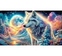 Arctic wolf under aurora borealis 1000 Pieces Recycled Paper Puzzle - Great Gift Idea Challenging Home Activity for Adults 38x52/1000pcs