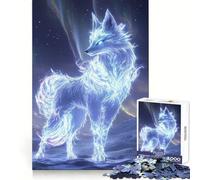 Arctic Wolf with Aurora Borealis 1000 Piece Puzzle For Adults Decompress Game Vivid Color Playful Challenge Festive Gift (38x26cm)