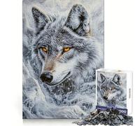 Arctic Wolf's Gaze for Adults 1000 Piece Puzzle Cognitive Train Clean Connection Pattern Build Room Art (50x75cm)