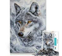 Arctic Wolf's Gaze for Adults 1000 Piece Puzzle Cognitive Train Clean Connection Pattern Build Room Art (50x75cm)