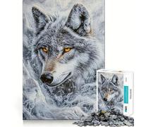 Arctic Wolf's Gaze Hard Jigsaw Puzzle for Adults 1000 Pieces Restful Game Smooth Joint Family Bond Art Decor (38x52cm)