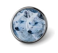 Arctic Wolves Blue Eyes Snow Dragon White Wolf Moon Celtic Round Aluminum Alloy Pin Badge, Decorative Brooch for Jackets, Backpacks, Hats, Shirts, Stylish Metal Lapel Pin Accessory for Men Women 1in