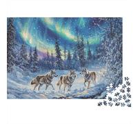 Arctic Wolves Night 1000 Piece Jigsaw Puzzle for Family Decompression Wall Decor Holiday Puzzle Activity Eco-friendly 70x50cm/1000pcs