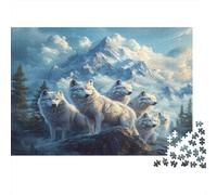 Arctic Wolves Pack-Nature Wilderness Scene 1000 Piece Puzzles for Adults on Thick Blue Board Colourful Jigsaws for Quiet Time Activities And Date Night Ideas 52x38cm/1000pcs