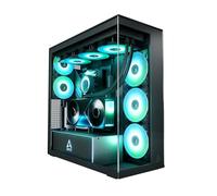 ARCTIC Xtender VG Black (Clear Glass) with Vertical GPU Mount - PC Case, Tempered Panorama Glass, 2 x 420 mm Radiator Support, Full Tower, Big Tower, E-ATX, 5x A-RGB Fans pre-mounted - Black