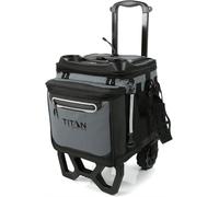 Titan 22.5 Litre 60 Can Rolling Cooler With Drinks Holder All Terrain Cart Sturdy 2 Wheel Trolley