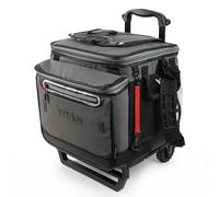 Arctic Zone Titan Deep Freeze 60 (50+10) Can Collapsible Rolling Cooler with Wheels and All-Terrain Cart, Sharkskin Gray