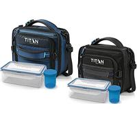 Arctic Zone Titan Expandable Lunch Pack and Container Set with Ice Walls, 2 Pack - Black and Blue