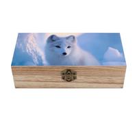 Arctic1 Fox Printed Storage Box with Lid Wooden Home Organizer