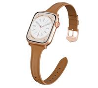 Arctime Slim Leather Band Compatible with Apple Watch Band for Women 38mm 40mm 41mm 42mm 44mm 45mm 46mm 49mm, Top Grain Genuine Leather Thin Strap for Ultra/2 Series 10 9 8 7 6 5 4 3 2 1 SE