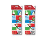 ARCUS 2X Christmas Labels Stickers 120 Pieces - Set of 2 - Self Adhesive Xmas Stickers for Gifts, Presents, Cards, Letters, Envelopes - 240 Cute Fun Sticky Labels
